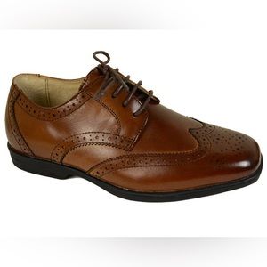 Florsheim Lace-Up Boy's Shoe Wing Tip- Cogn, Rubber Outsole
